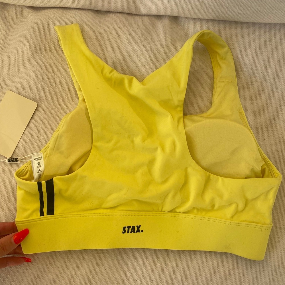 NWT STAX Women's Yellow Racerback Sports Bra Size M
